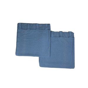 2 Custom Made Tab Top Curtains Panels Drapes Solid Blue Canvas Cotton Long Pair
